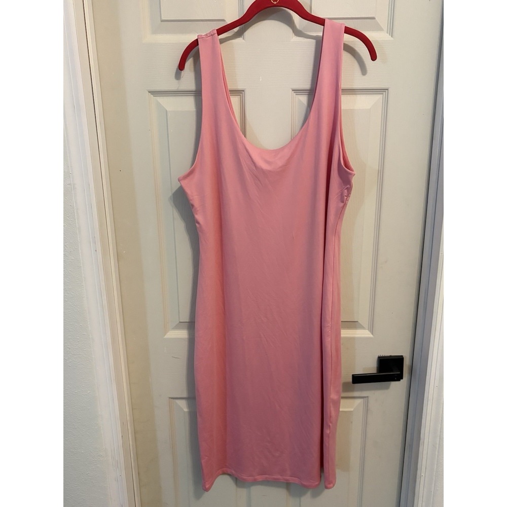 Summer Pink Tank Dress Sleeveless Knee Length 3X Scoop Neck stretchy breathable